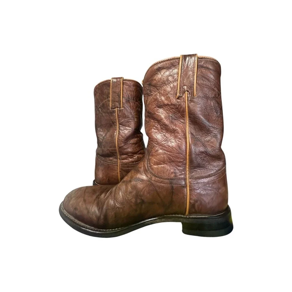 Justin Men's Jackson 10” Roper Boots Chestnut Marbled Style 3163 Sz 8.5 D Brown